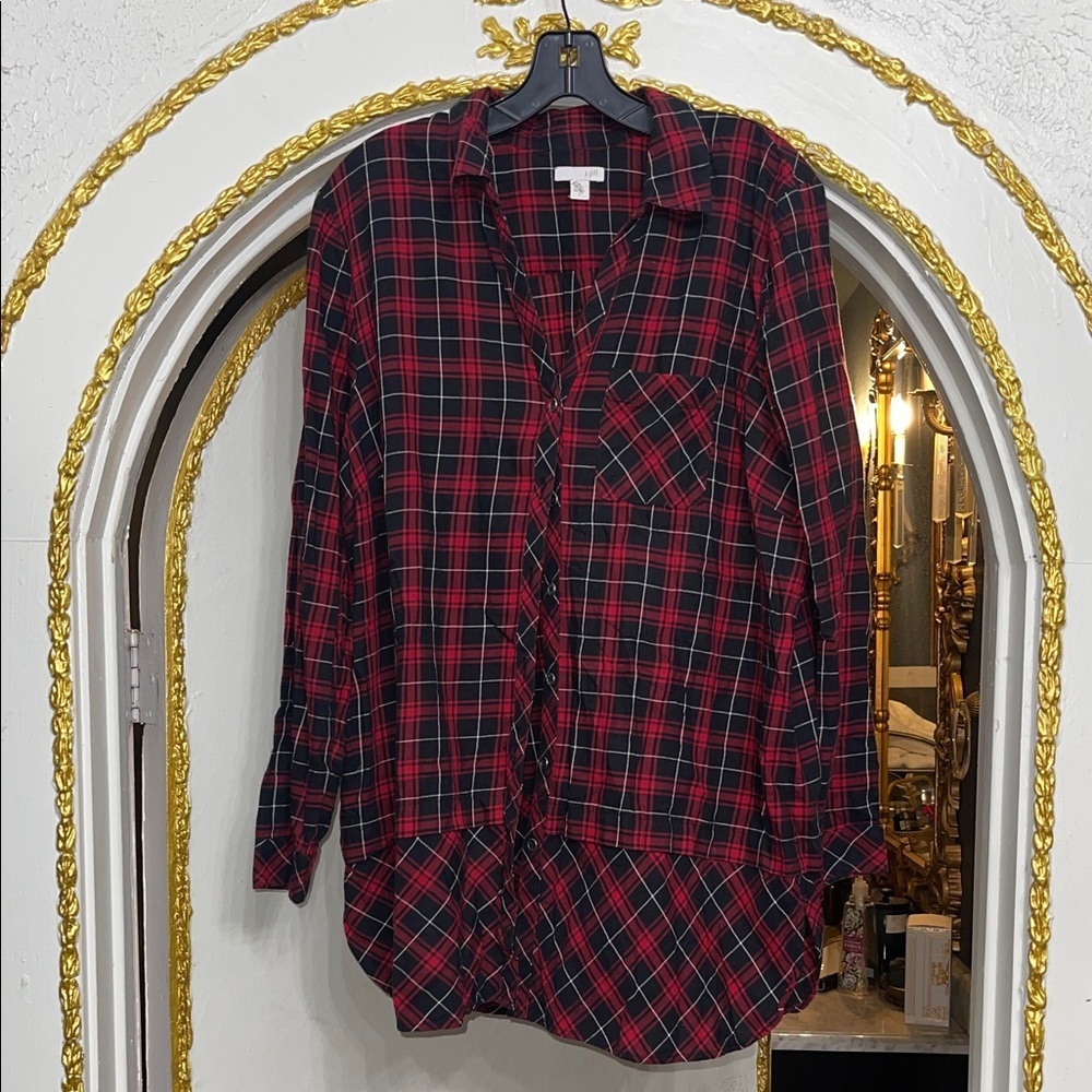 J. Jill Plaid Button-Front Cabincore Campfire Button Front Top | Size L